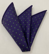 Forest Green on Dark Purple Macclesfield Print Silk Pocket Square #MCDP-7